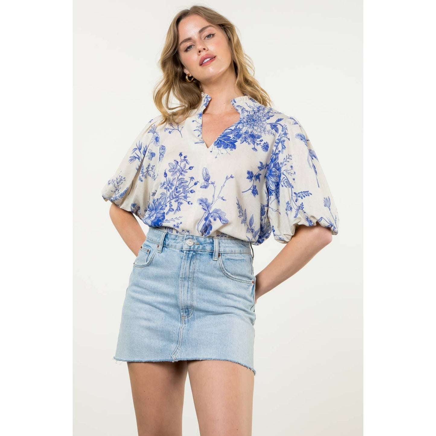THML Floral Breeze Puff Sleeve Top
