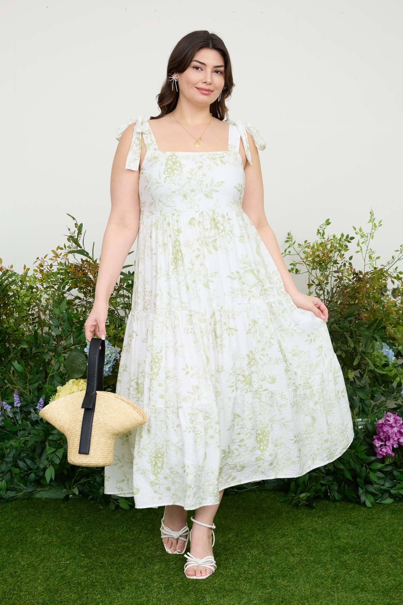 Curvy Fruit Blossom Midi Dress