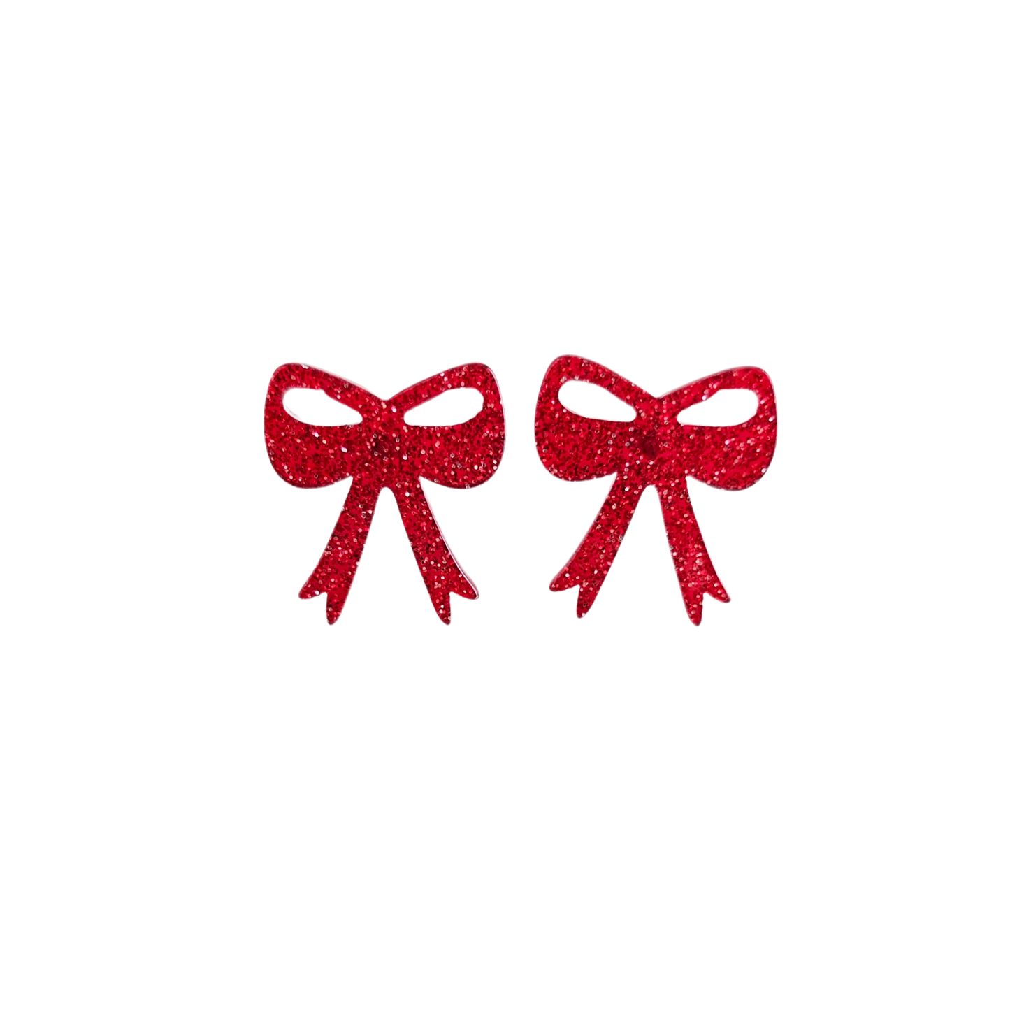 Bow Studs - Red Glitter Game Day