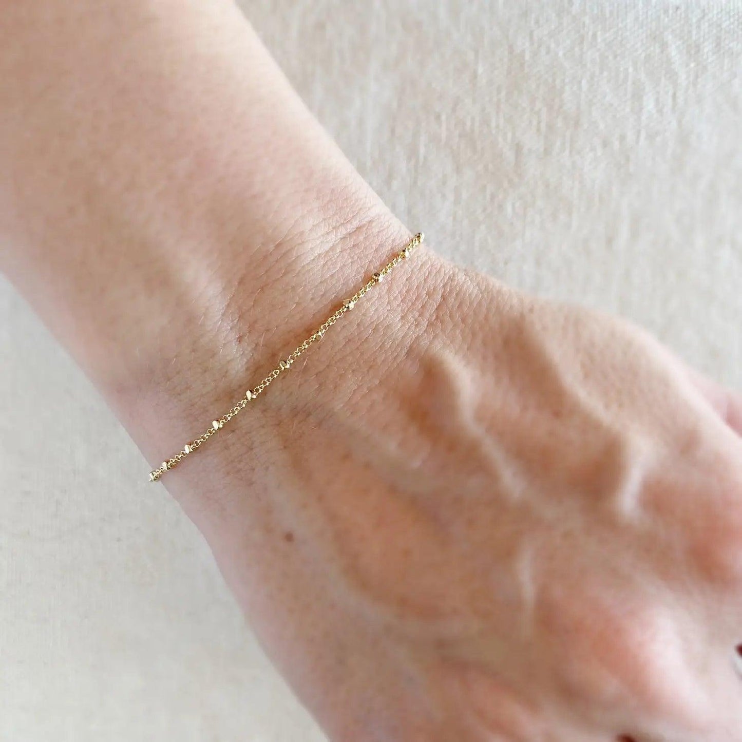 18k Gold Filled 1mm Spaced Beaded Bracelet - HERS