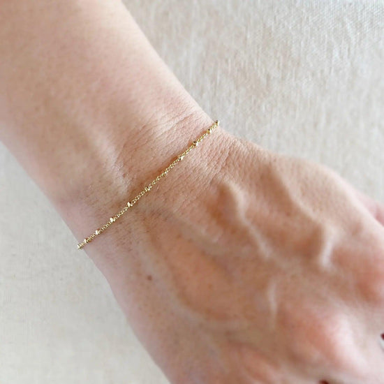 18k Gold Filled 1mm Spaced Beaded Bracelet - HERS