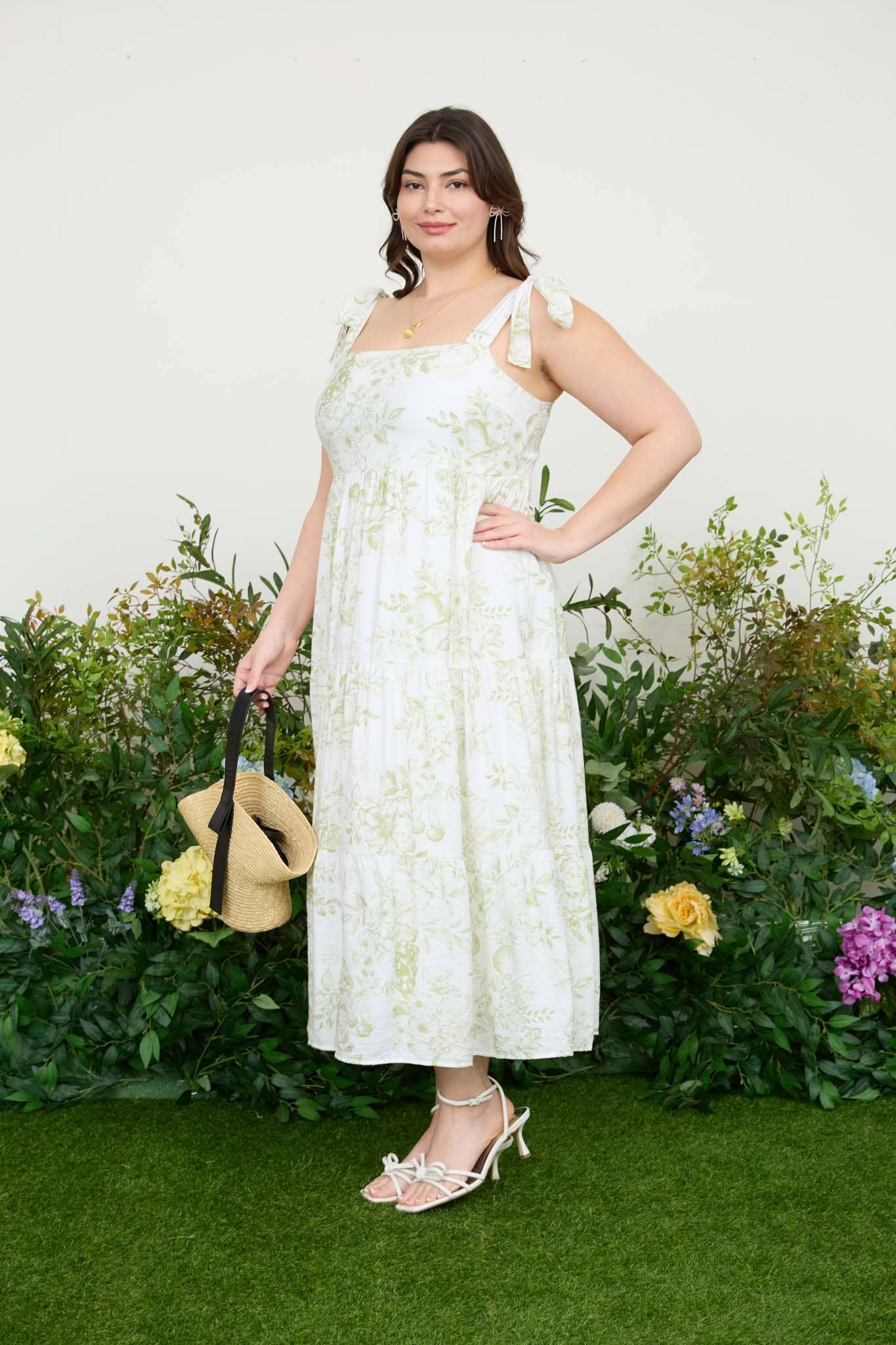 Curvy Fruit Blossom Midi Dress