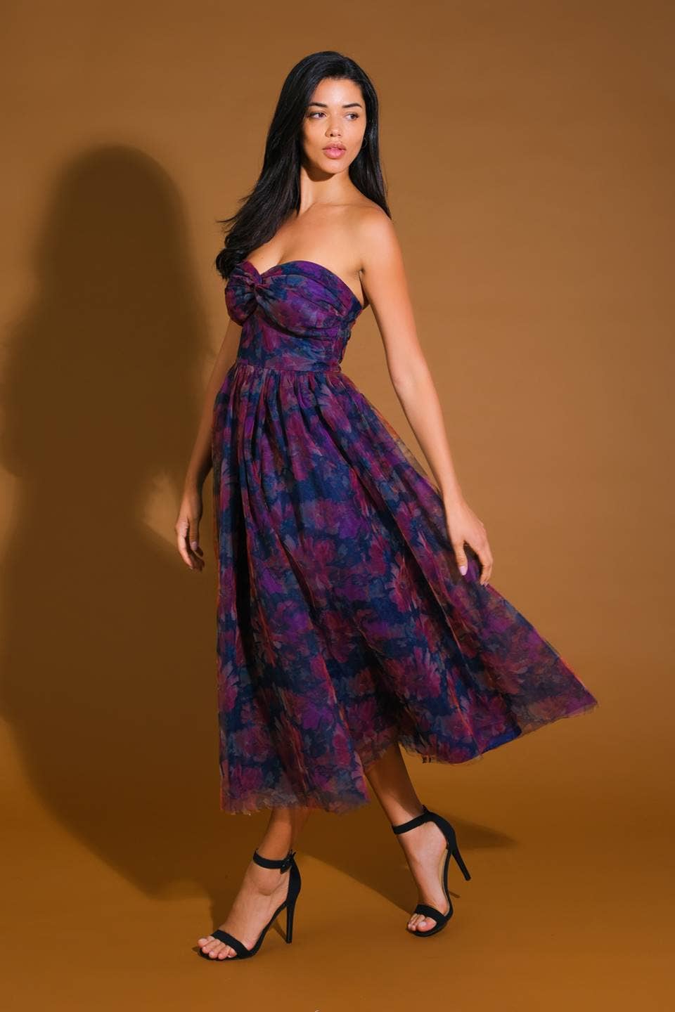 Dark Romantic Floral Midi
