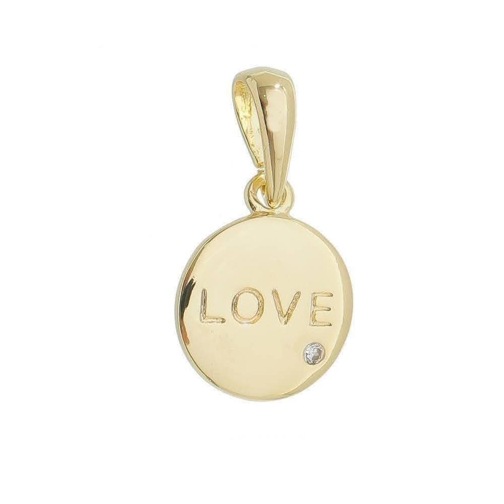 18k Gold Filled L.O.V.E. And Shiny Cubic Zirconia Detail Pendant