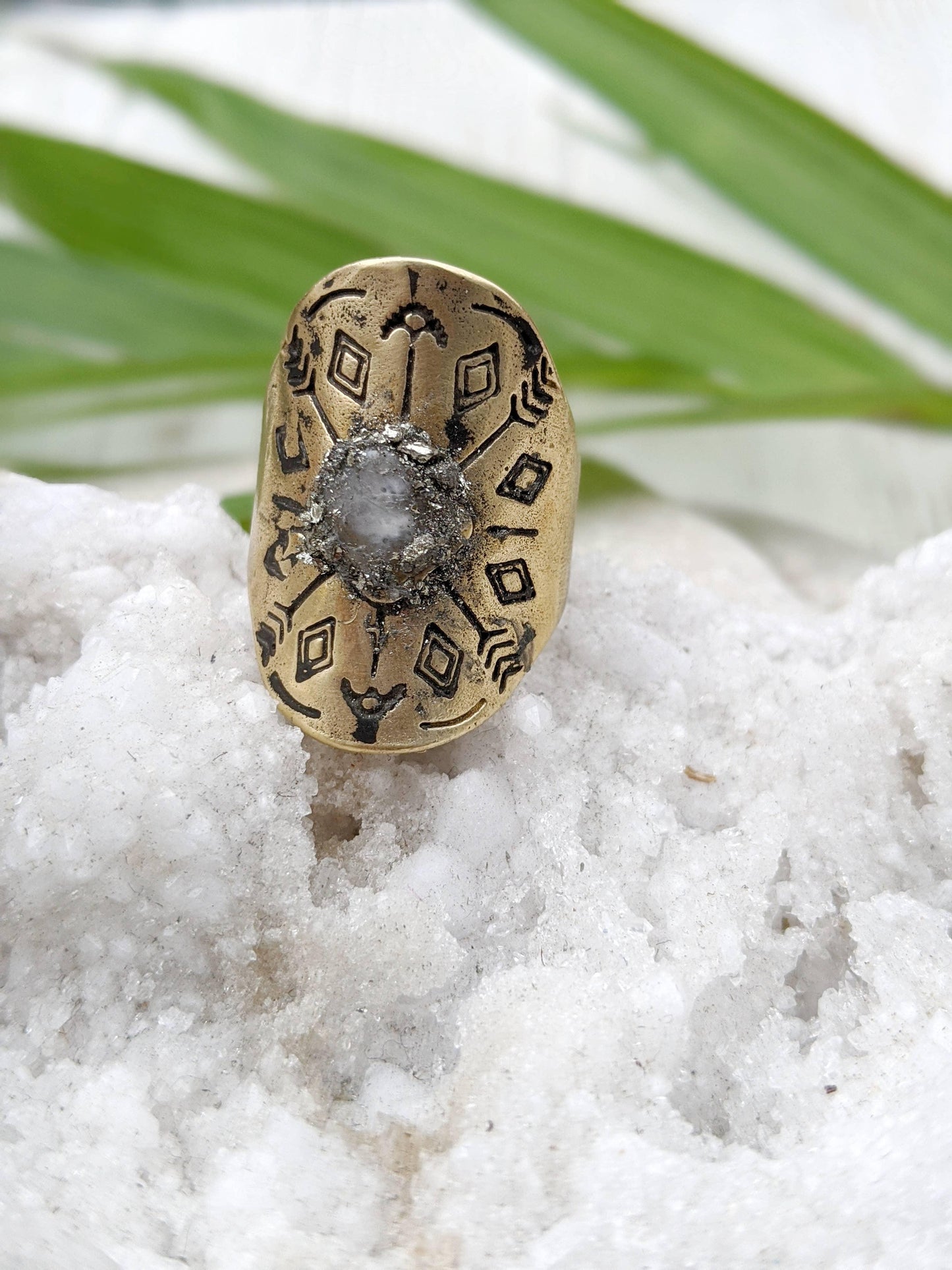Boho Adjustable Ring Ring Moonstone Moonstone Ring Raw Stone - HERS