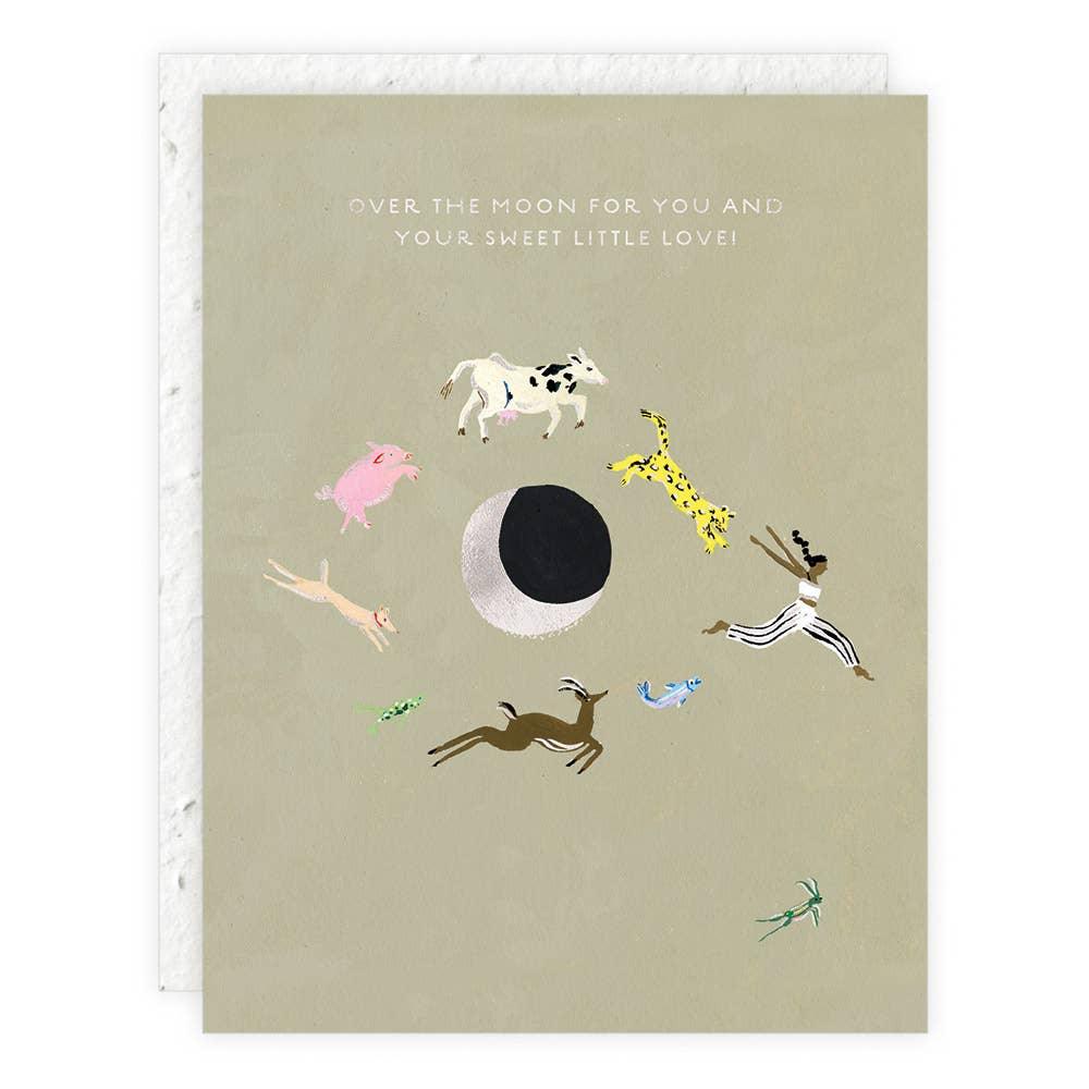 Over The Moon Baby Card - HERS