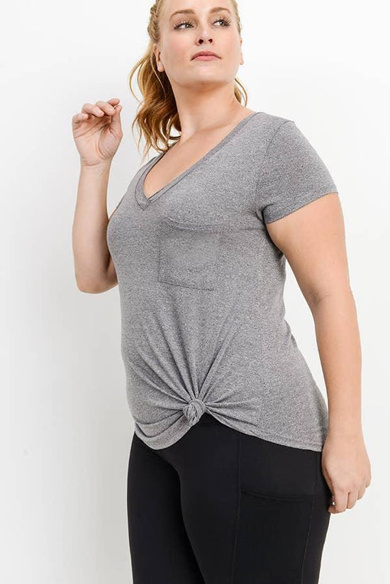 Load image into Gallery viewer, Curvy Deep V-Neck Pocket Shirt - HERS
