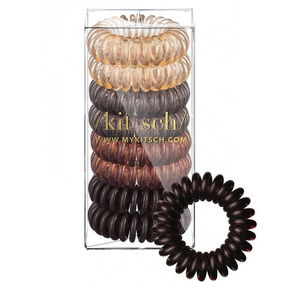 Load image into Gallery viewer, Spiral Hair Ties 8 Pack - Brunette - HERS
