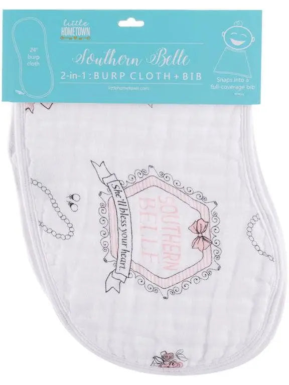 Southern Belle 2 in 1 Burp Cloth - HERS