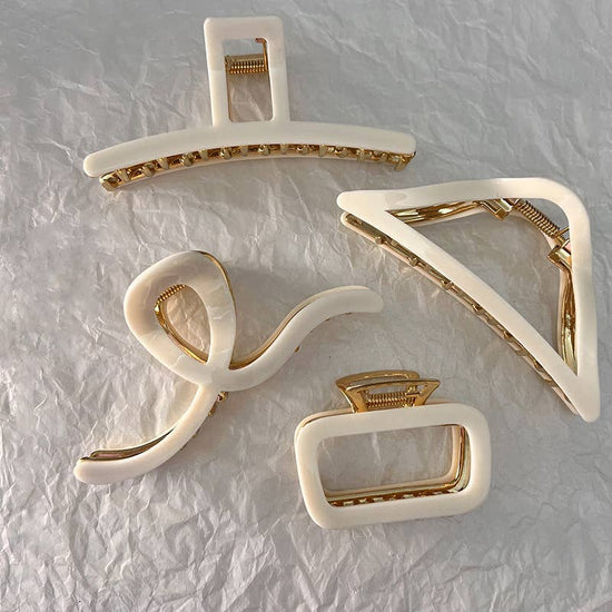 Ivory Gold Metal Claw Clip
