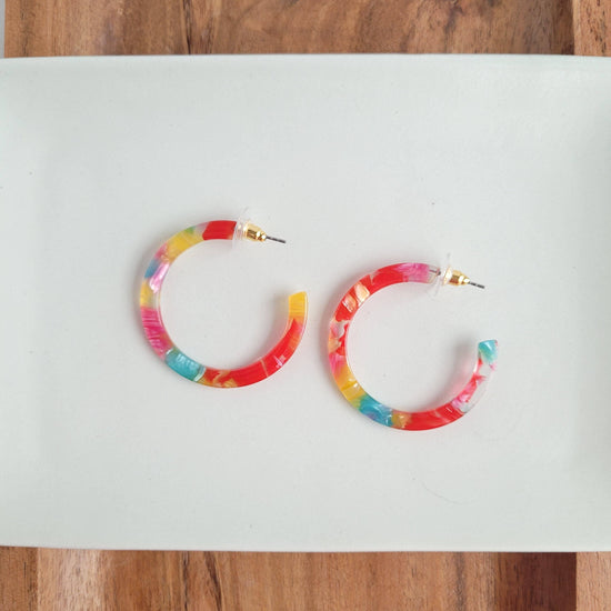 Load image into Gallery viewer, Camy Hoops - Rainbow Confetti - HERS
