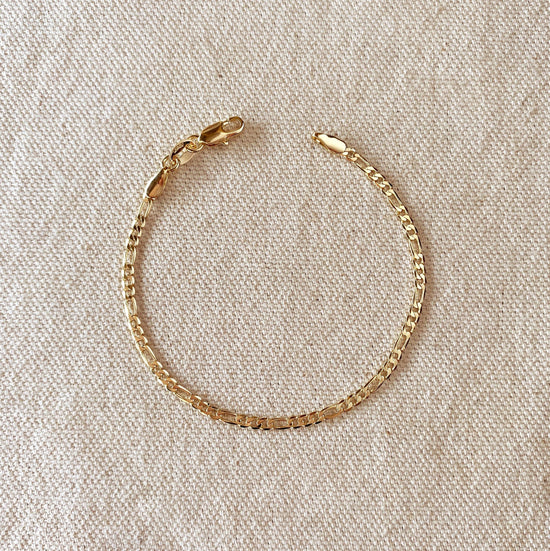 18k Gold Filled 2.5mm Flat Figaro Chain Bracelet