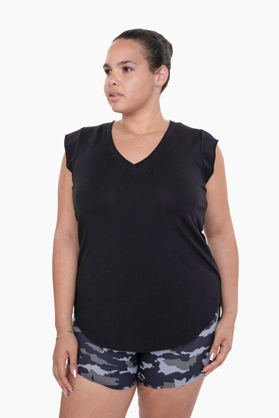 Load image into Gallery viewer, Curvy V Tee with Curved Hem - HERS
