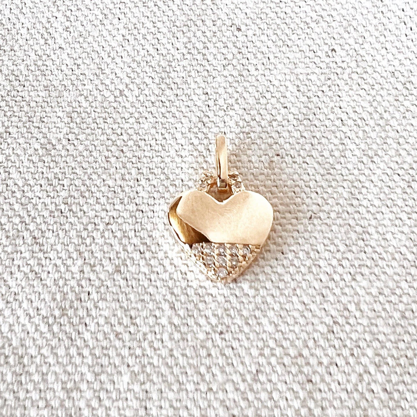 18k Gold Filled Heart Pendant With Cubic Zirconia Stones - HERS