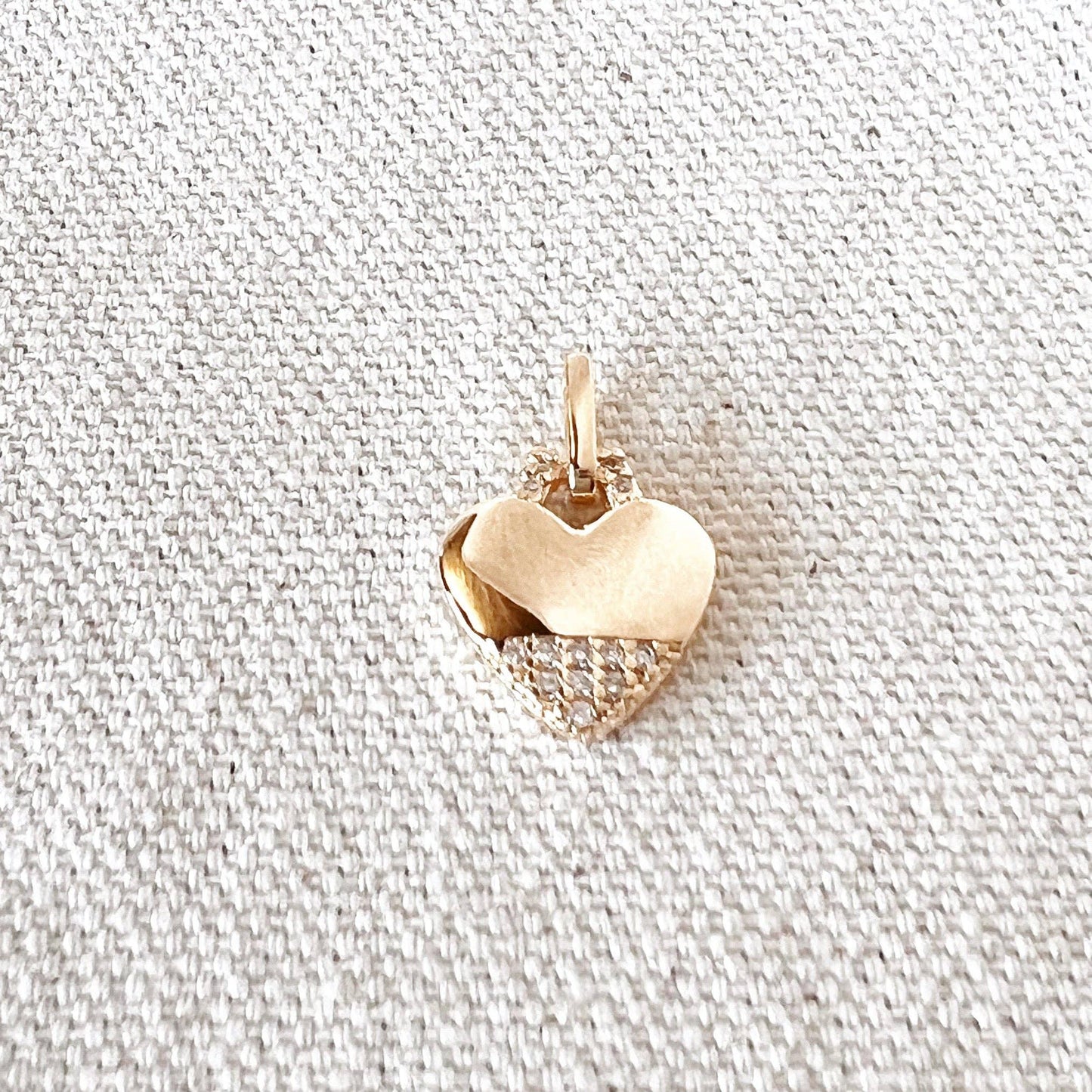 18k Gold Filled Heart Pendant With Cubic Zirconia Stones