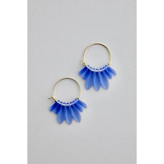Blue Glass Hoop Earrings - HERS
