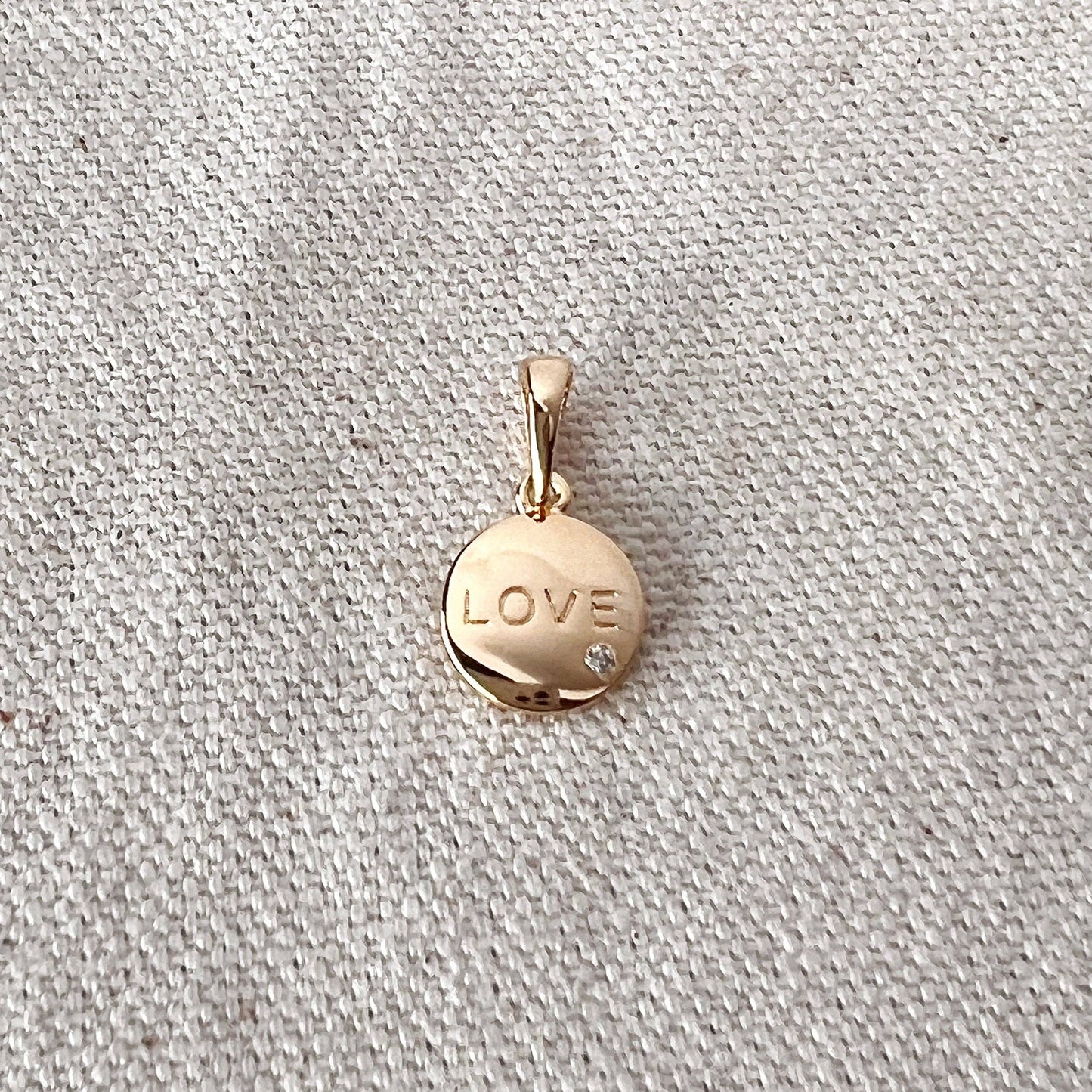 18k Gold Filled L.O.V.E. And Shiny Cubic Zirconia Detail Pendant