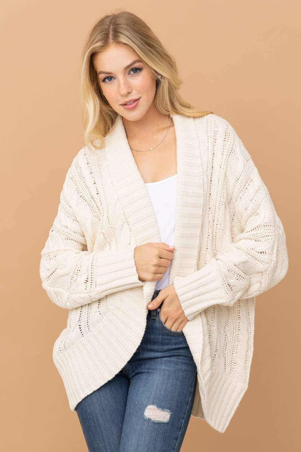 Load image into Gallery viewer, Chunky Cable Knit Open Cardi
