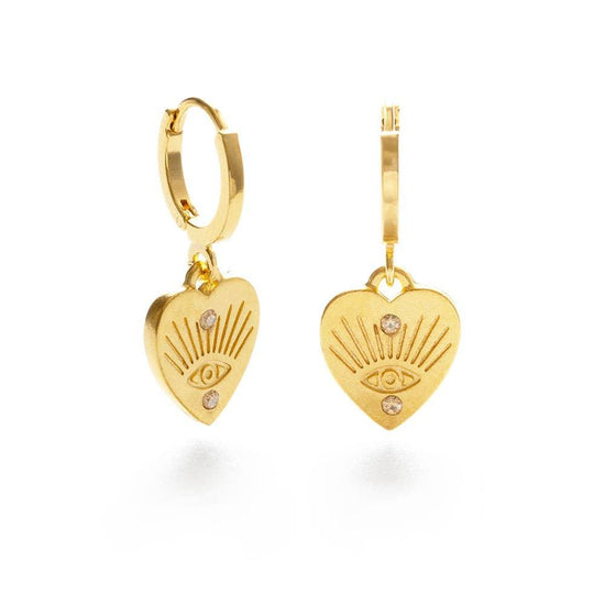 Heart with Eye Huggie Hoops - HERS