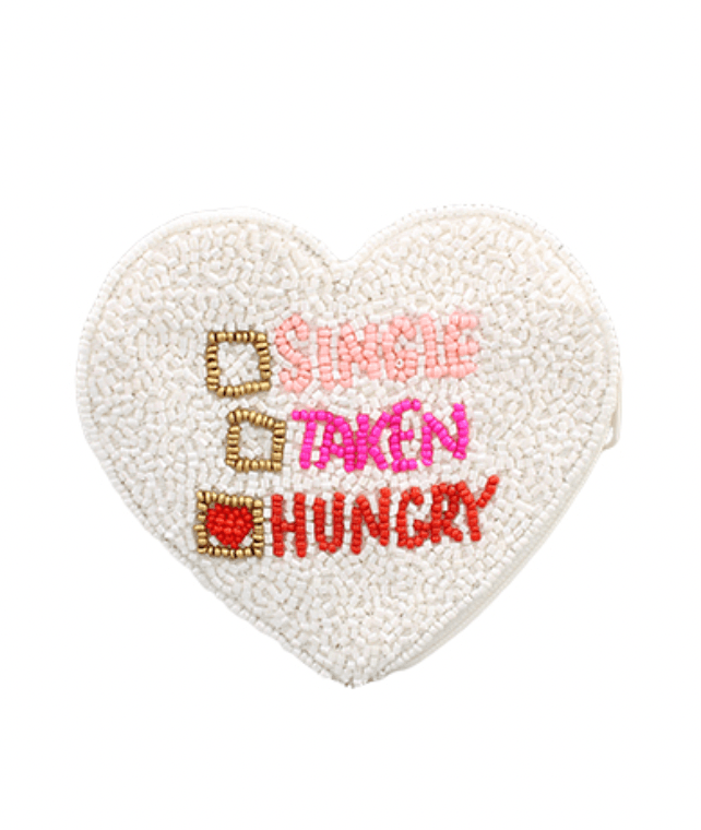 "Single,Taken,Hungry" beaded coin purse - HERS