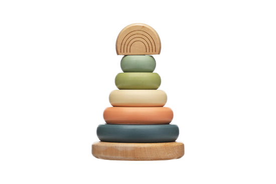 Wooden Stacking Rainbow Tower Baby Toy, Nursery Decor - HERS
