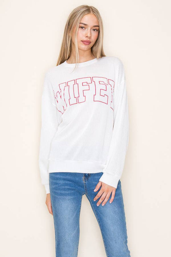 Wifey Graphic Ribbed Top
