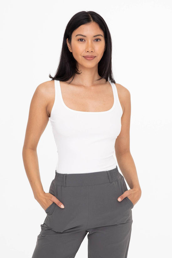 Square Neck Ribbed Tank Top - HERS