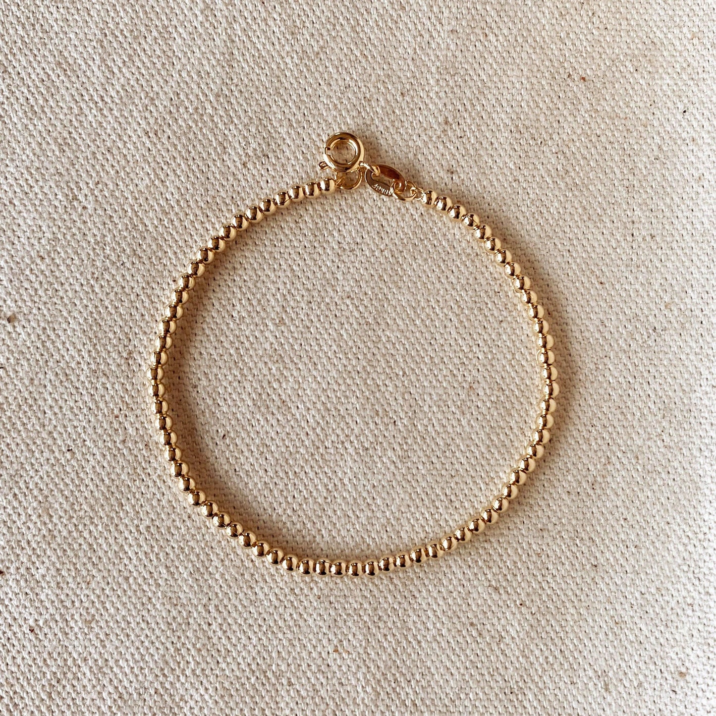 18k Gold Filled 2.5 mm Beaded Bracelet - 6" - HERS
