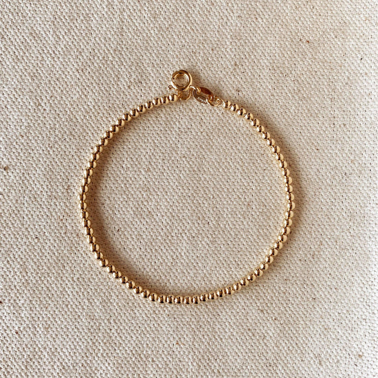 18k Gold Filled 2.5 mm Beaded Bracelet - 7" - HERS