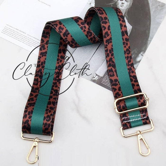 Crossbody Guitar Strap - Vertical Emerald Stripe Cheetah - HERS